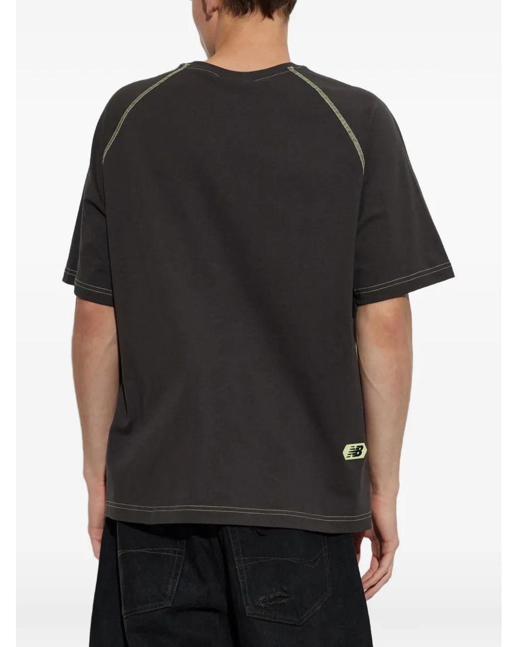 New Balance Black Logo-Print Raglan-Sleeve T-Shirt for men