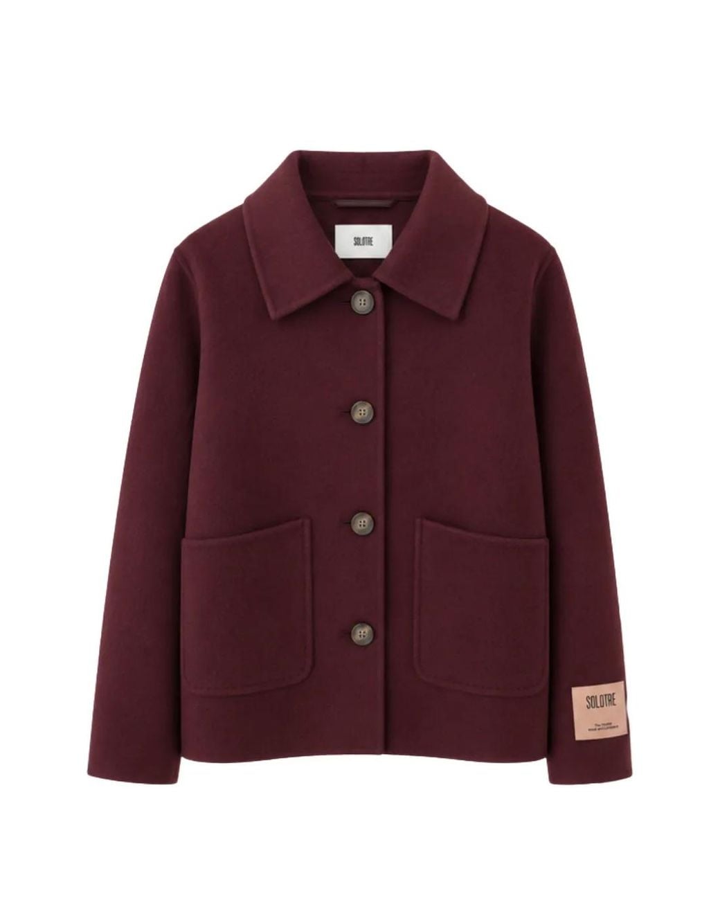 SOLOTRE Purple Button-Up Patch-Pocket Coat