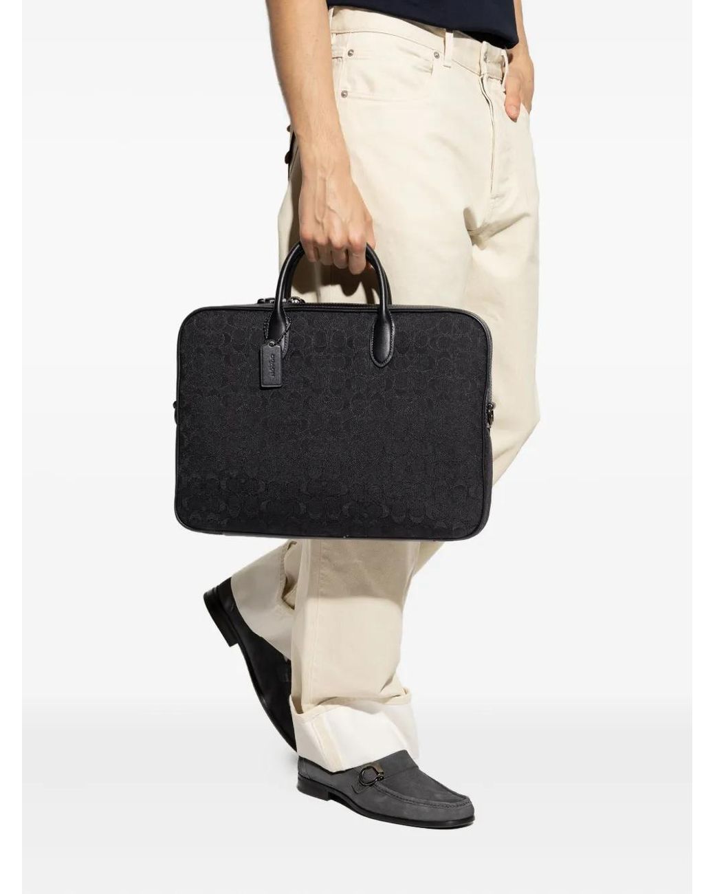 COACH Black Theo Work Bag for men