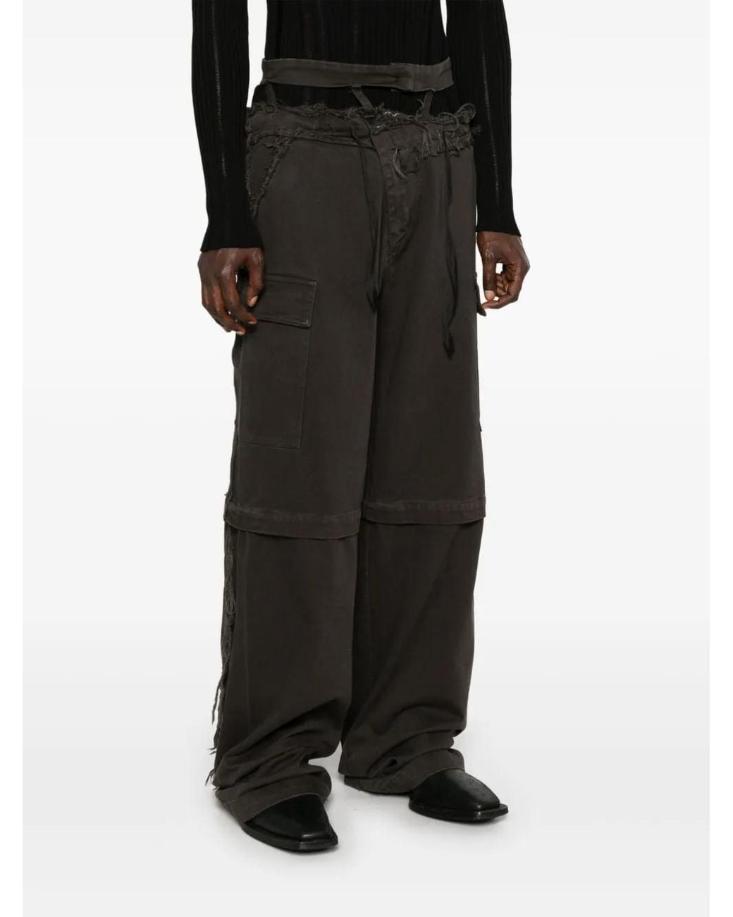 OTTOLINGER Black Wide-Leg Cargo Trousers