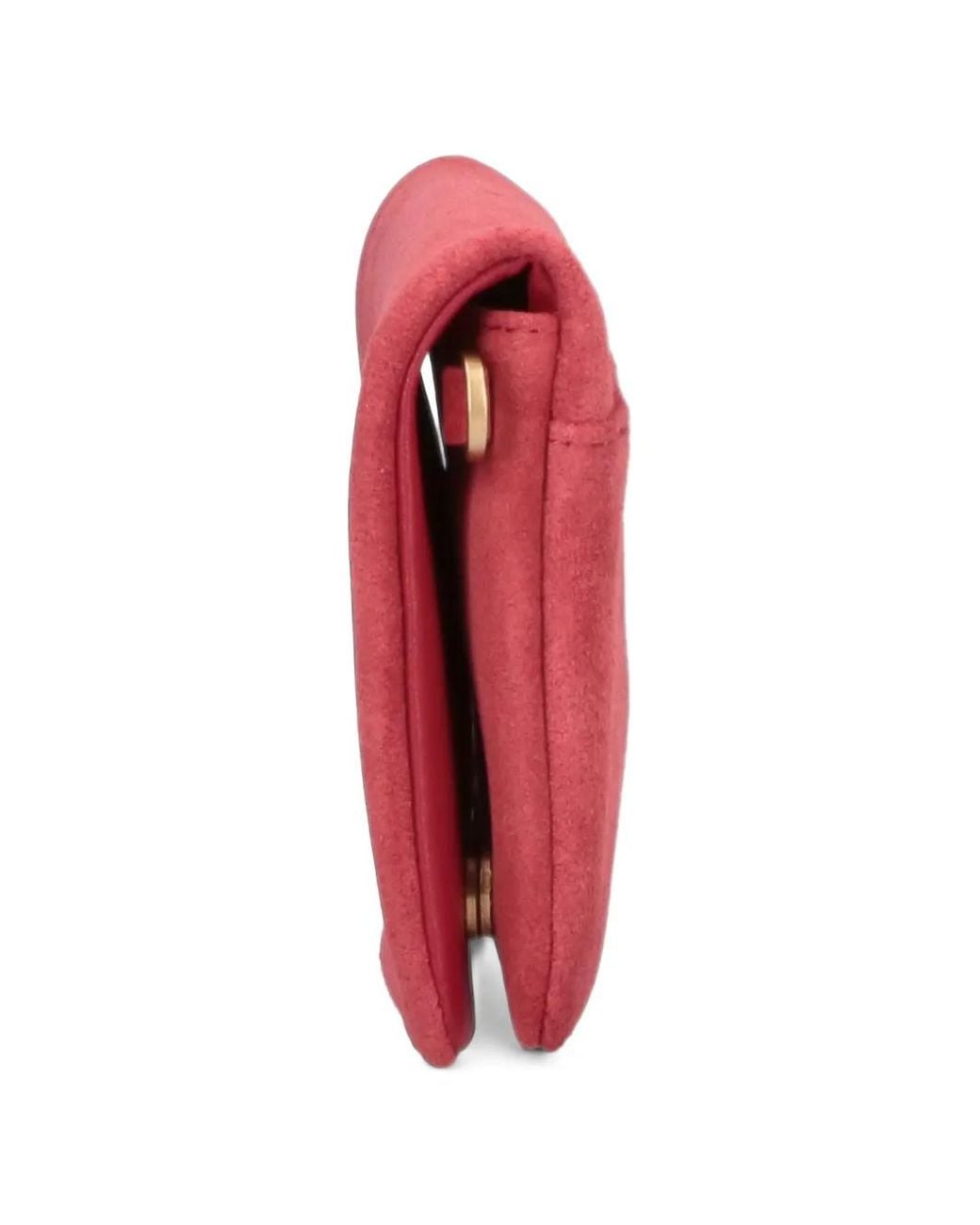 Pinko Red Love Birds Suede Shoulder Bag
