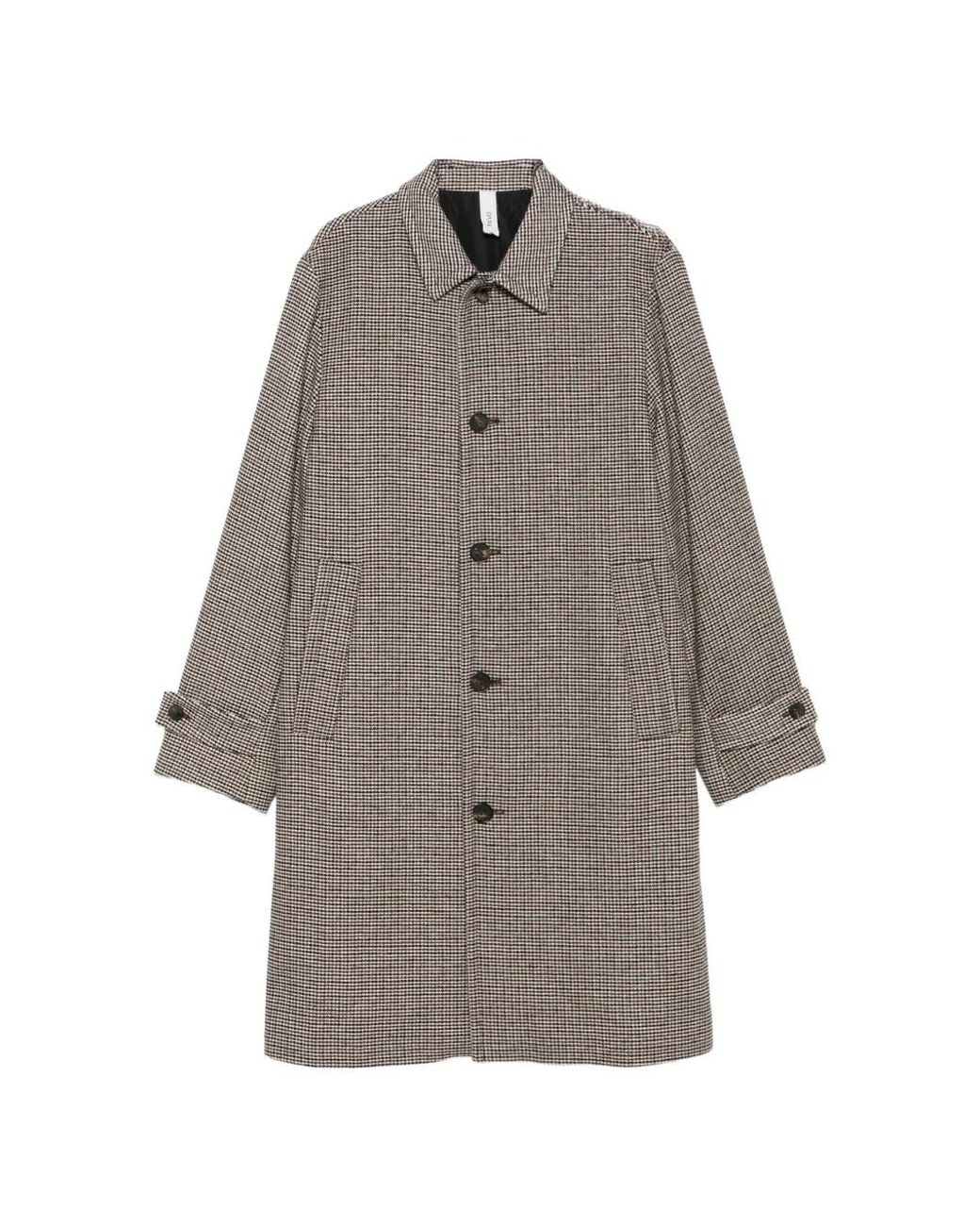 Hevò Gray Loconia Houndstooth-Pattern Coat for men