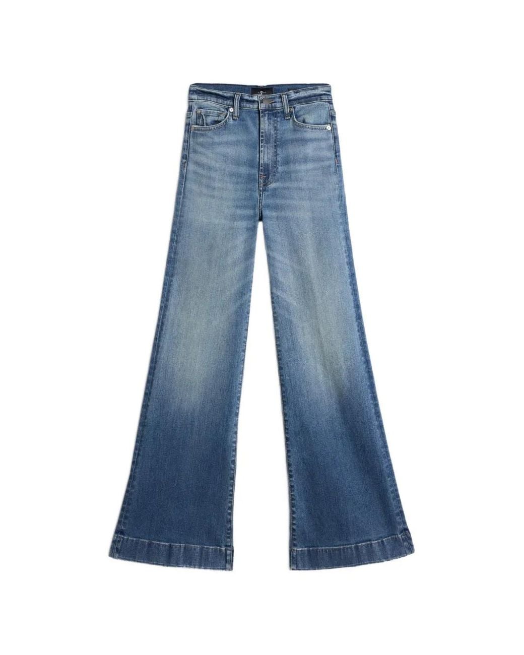 7 For All Mankind Blue Jean Ample À Effet Délavé