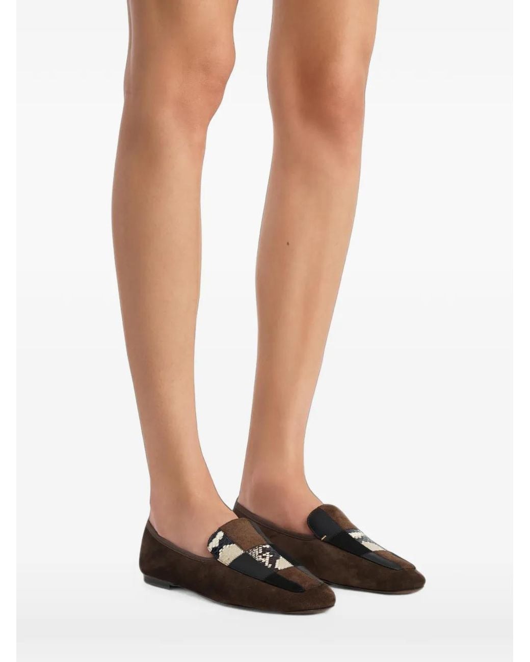 Khaite White Zoe Patchwork Ballet Flats