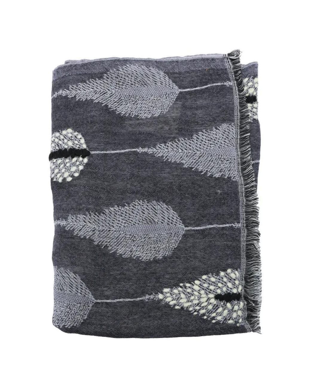 Altea Gray Feather-Print Frayed Scarf for men