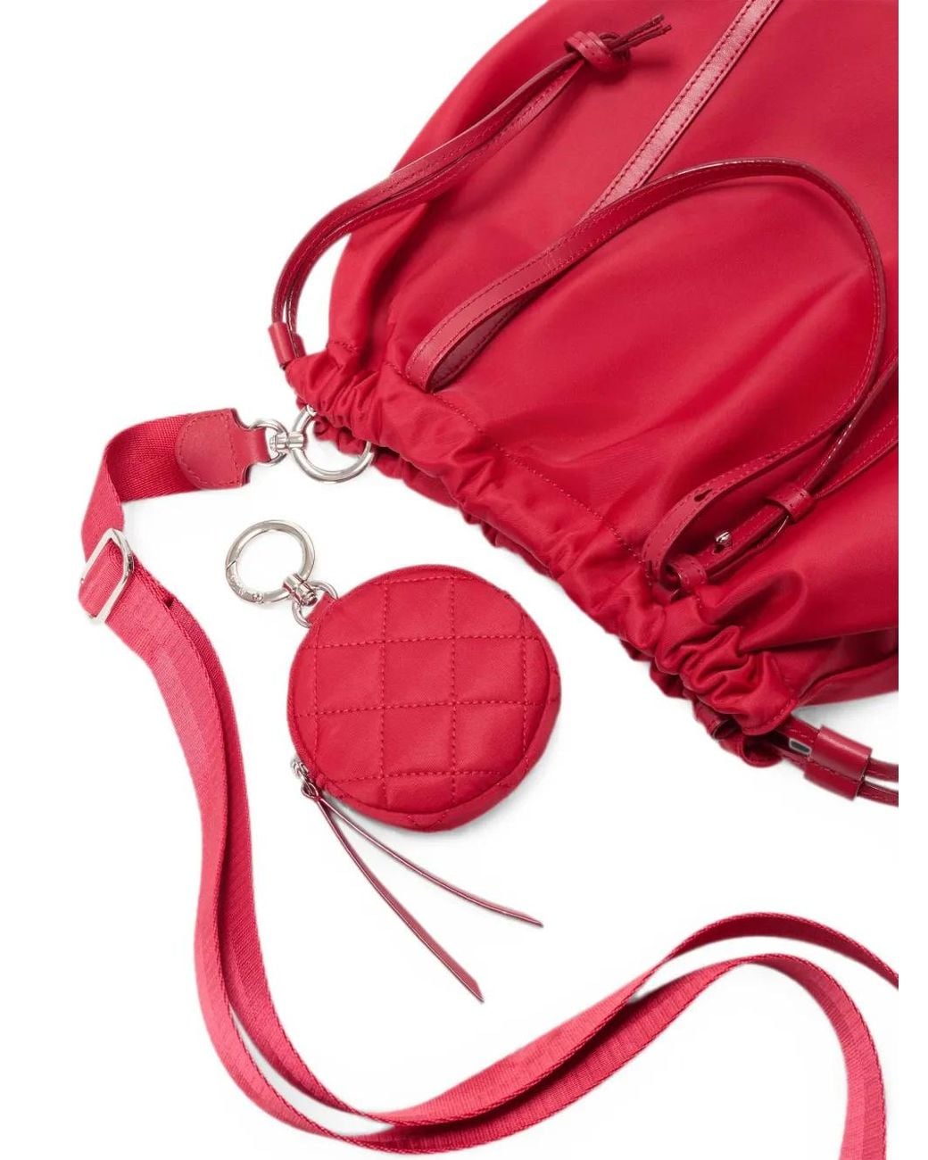 MZ Wallace Red Small Waverly Drawstring Tote Bag