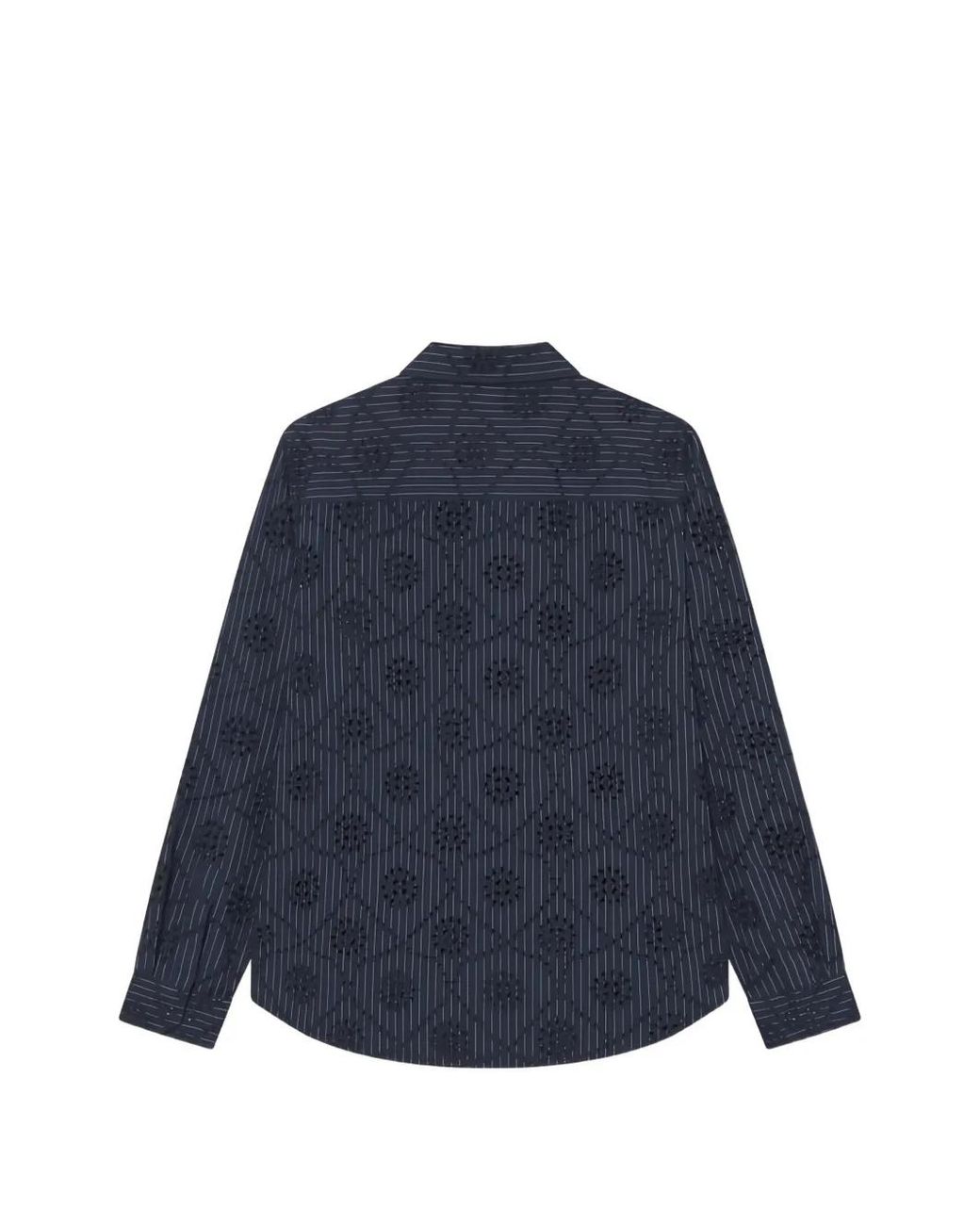 Les Deux Blue Kalen Broderie-Anglaise Striped Shirt for men