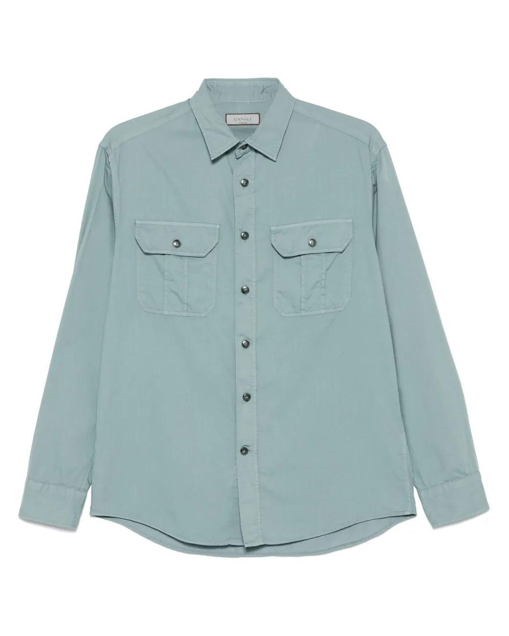 Camisa de sarga Canali de hombre de color Blue