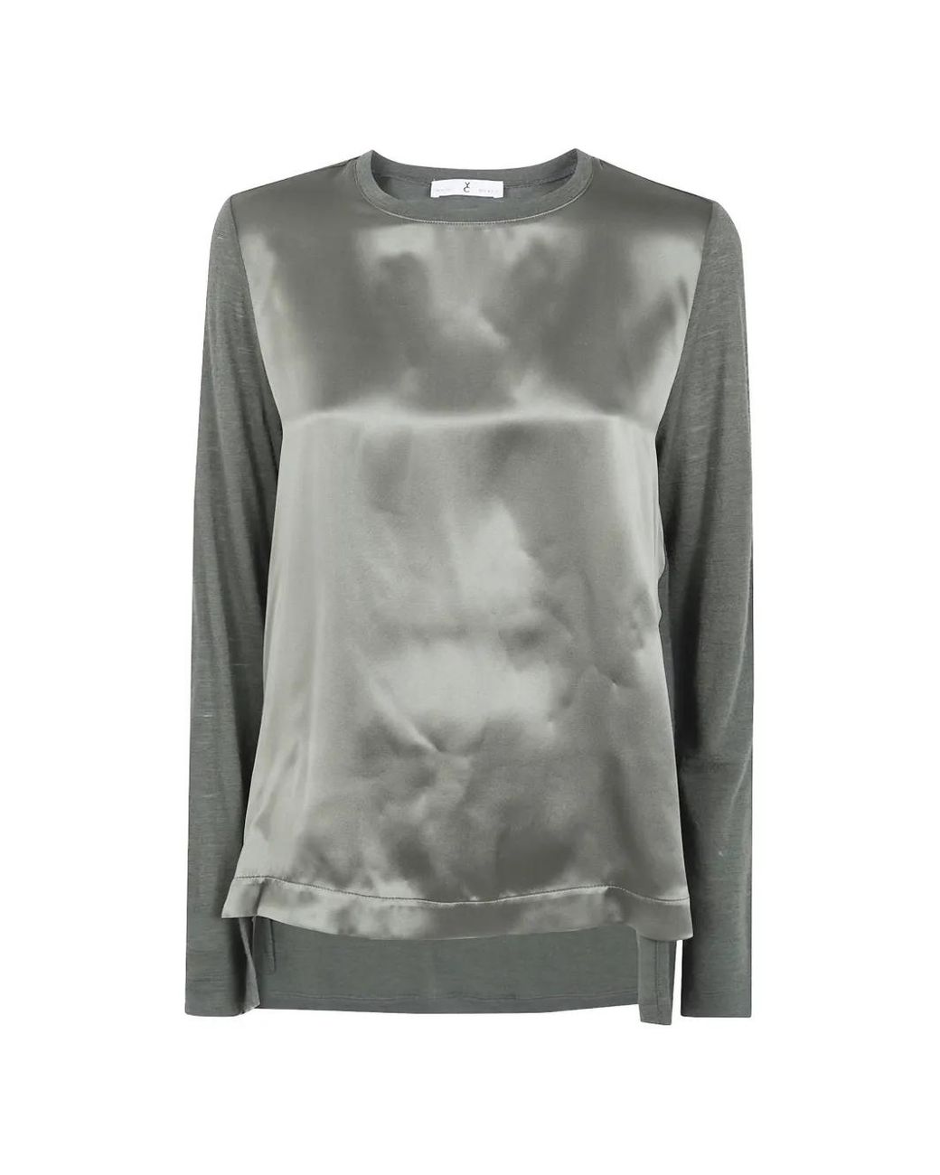 Whyci Gray Satin-Finish Long-Sleeve Top