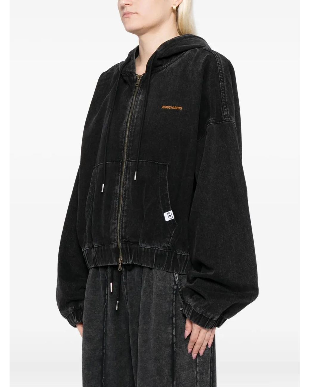Mini Cream Black Logo-Embroidered Jacket