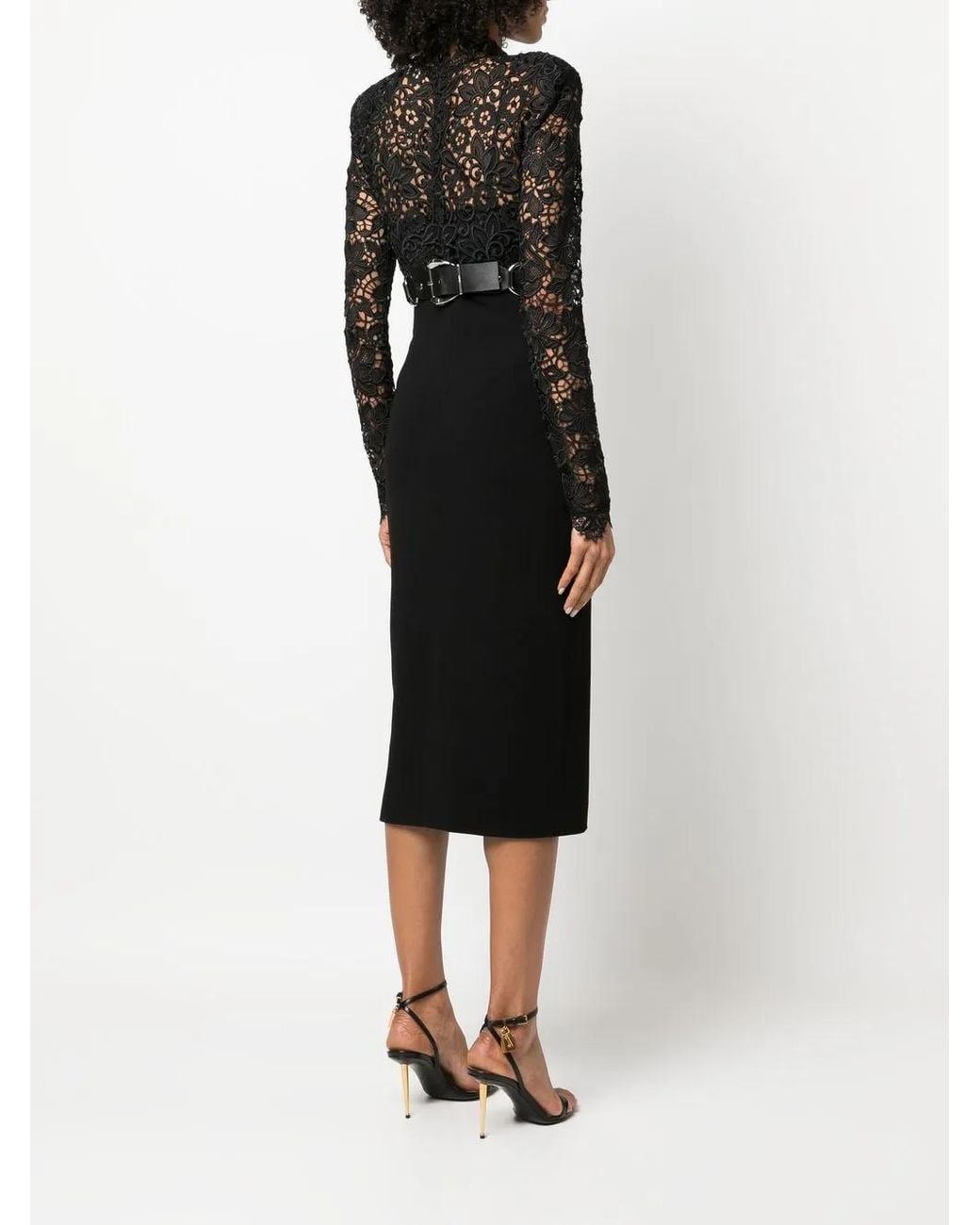 Roberto Cavalli Black Lace-Panel Dress