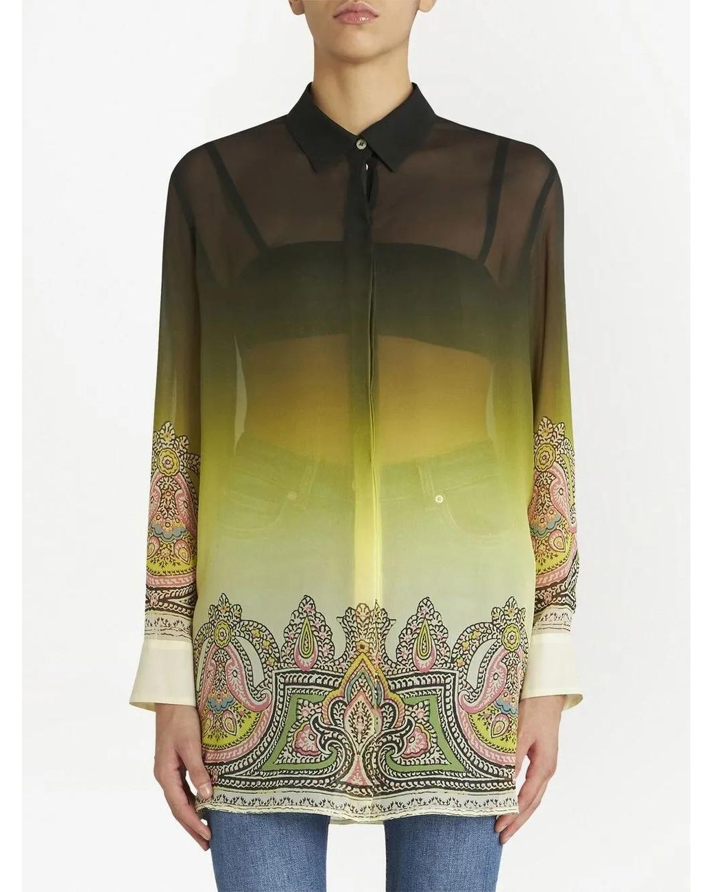 Etro Gray Paisley-print Shirt