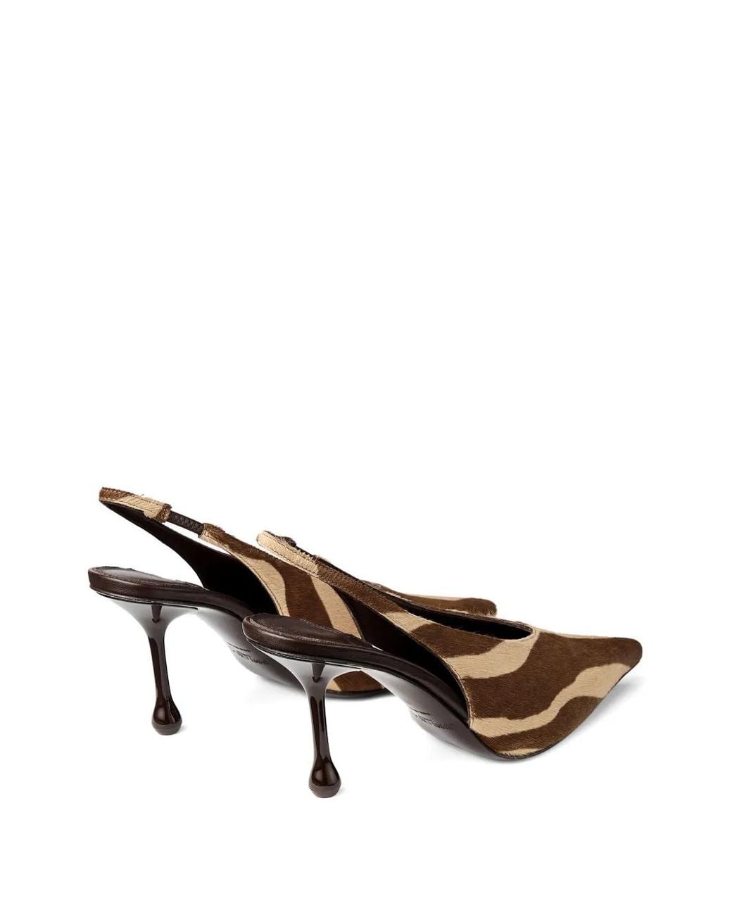 Jimmy Choo Brown 80Mm Isa Zebra-Print Slingback Pumps