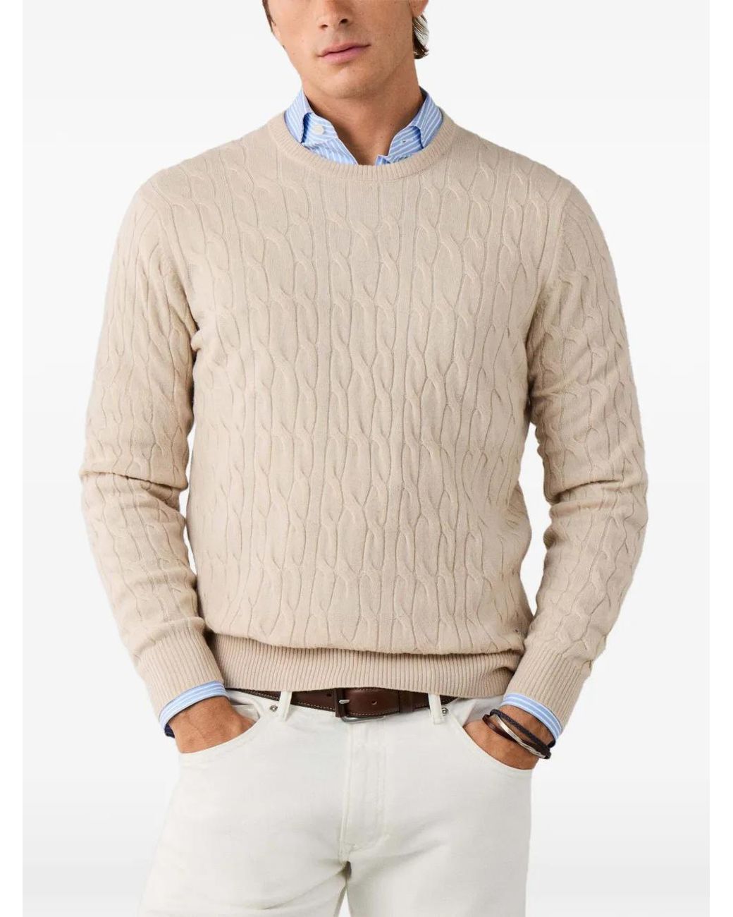 Hackett Pullover Mit Zopfmuster in Natural für Herren