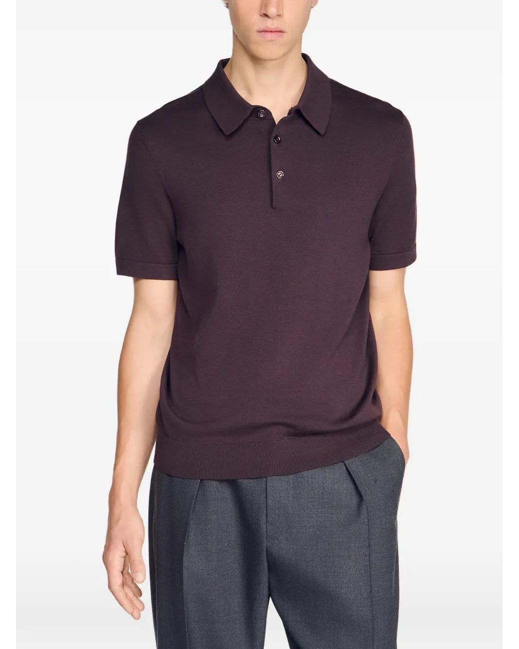 Sandro Red Cotton And Silk Polo Shirt for men