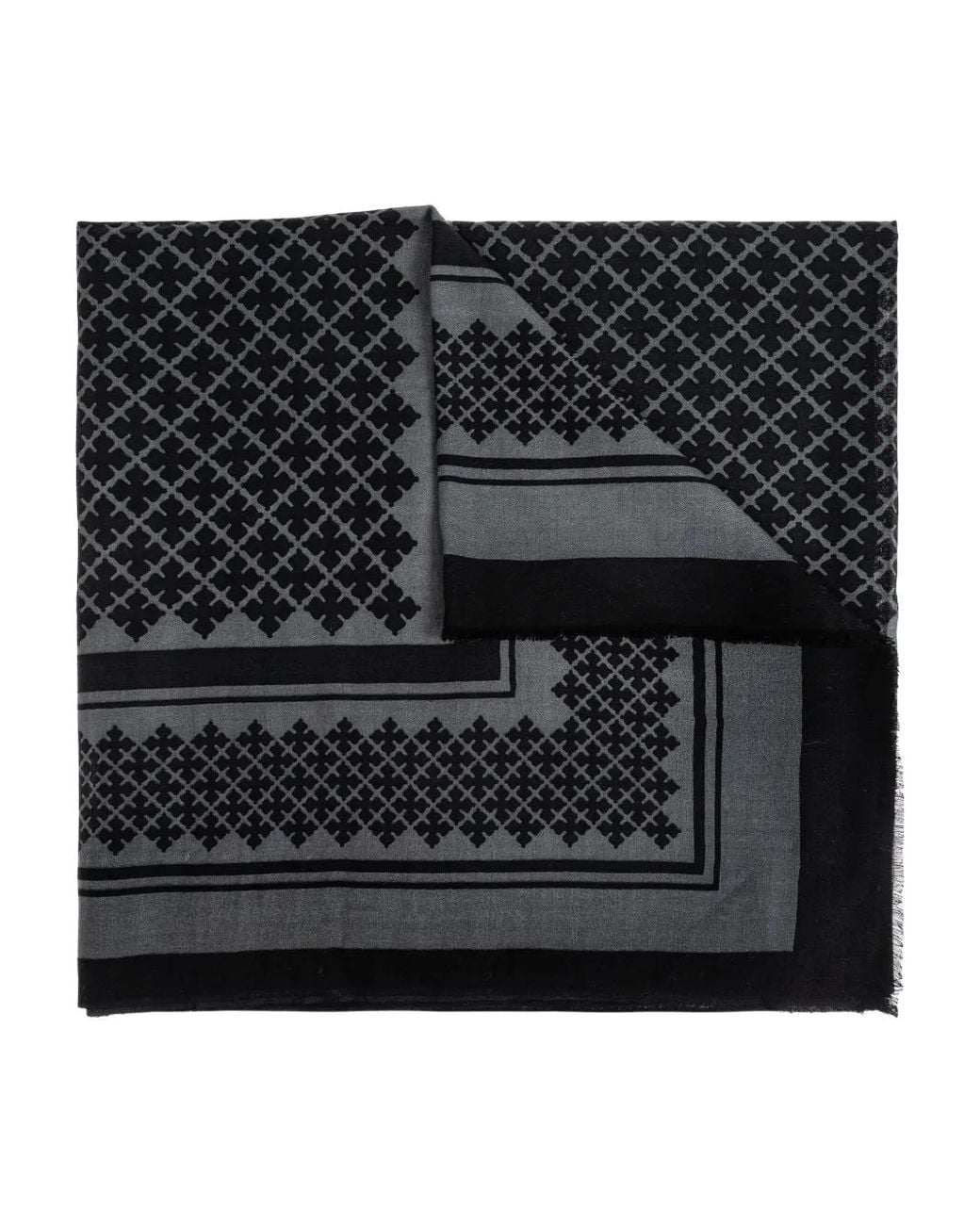 By Malene Birger Black Geometric-Pattern Scarf