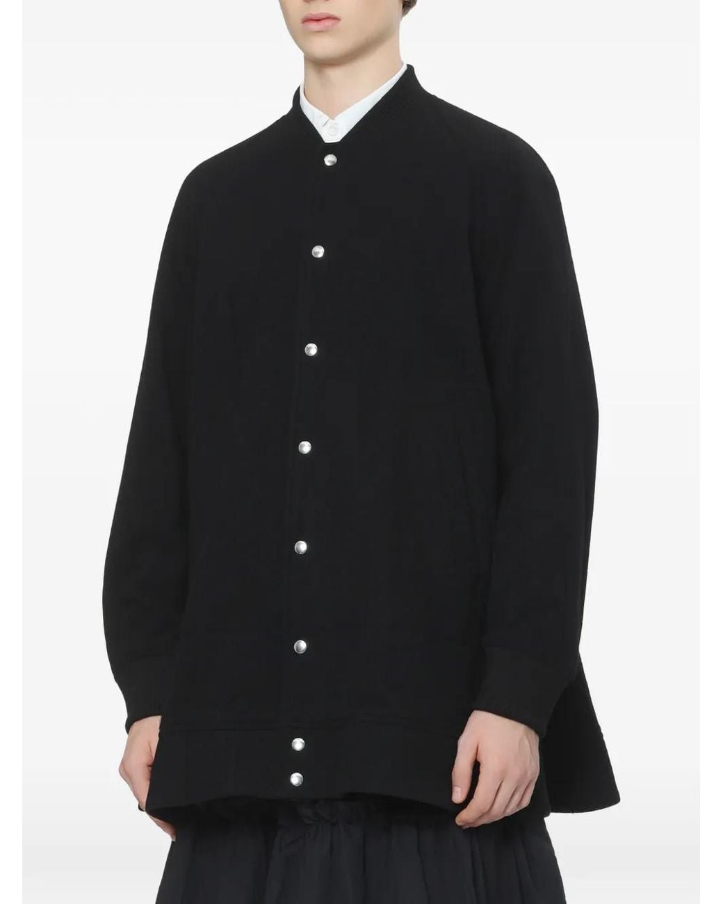 COMME DES GARÇON BLACK Black Press-Stud Raglan-Sleeve Coat