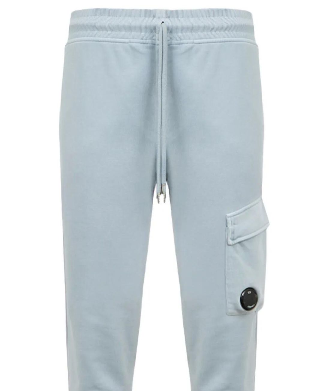 C P Company Blue Cotton Diagonal Fleece Cargo Lens Sweatpants for men