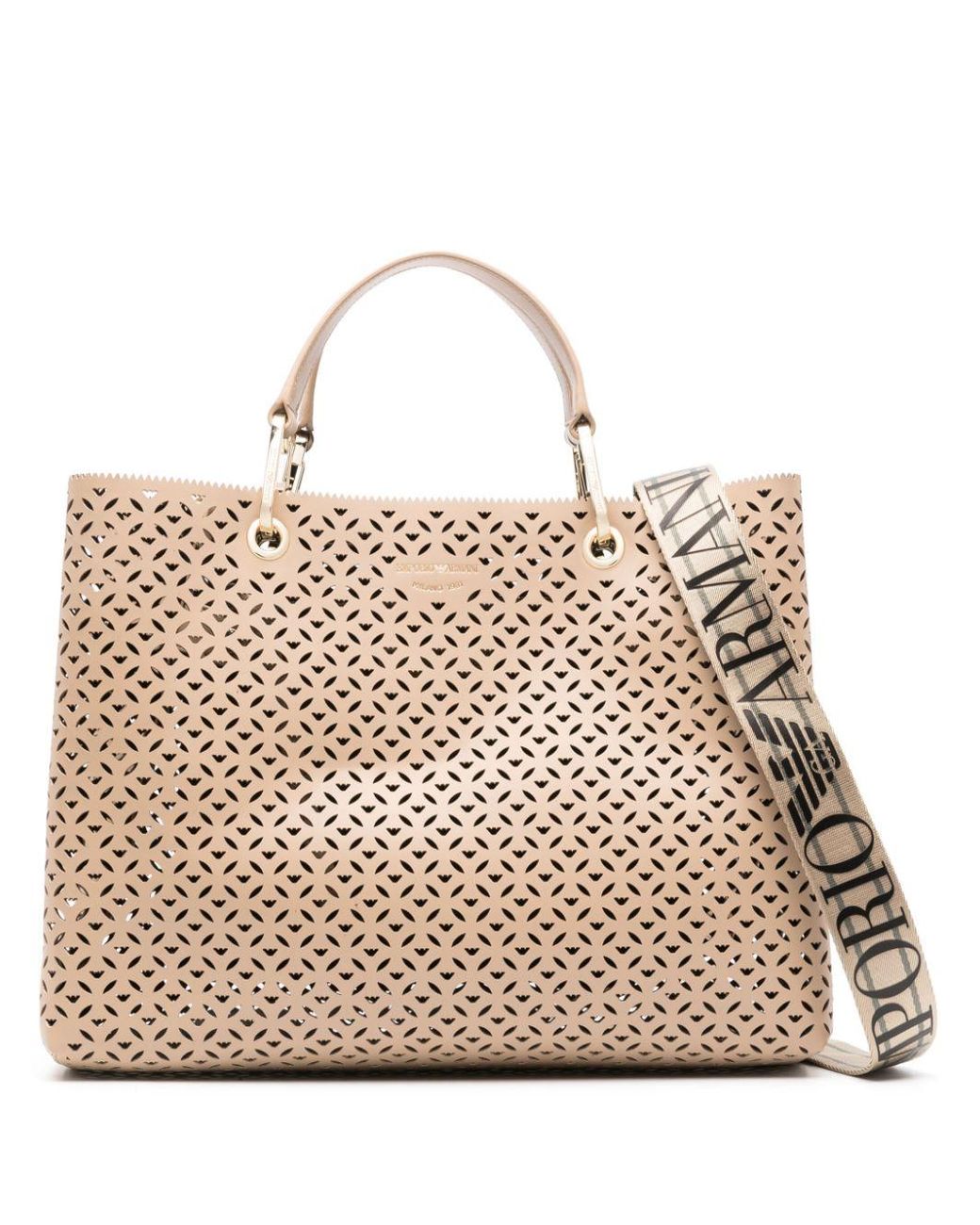 Emporio Armani Myea Logo-perforated Tote Bag in Natural | Lyst Canada