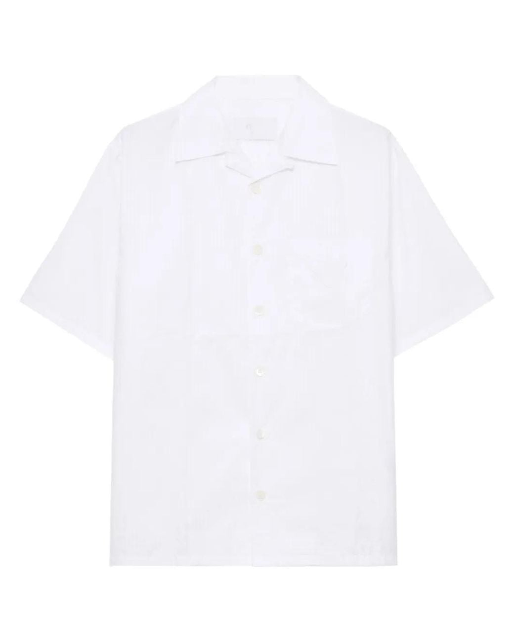 Prada White Logo-Patch Bowling Shirt for men