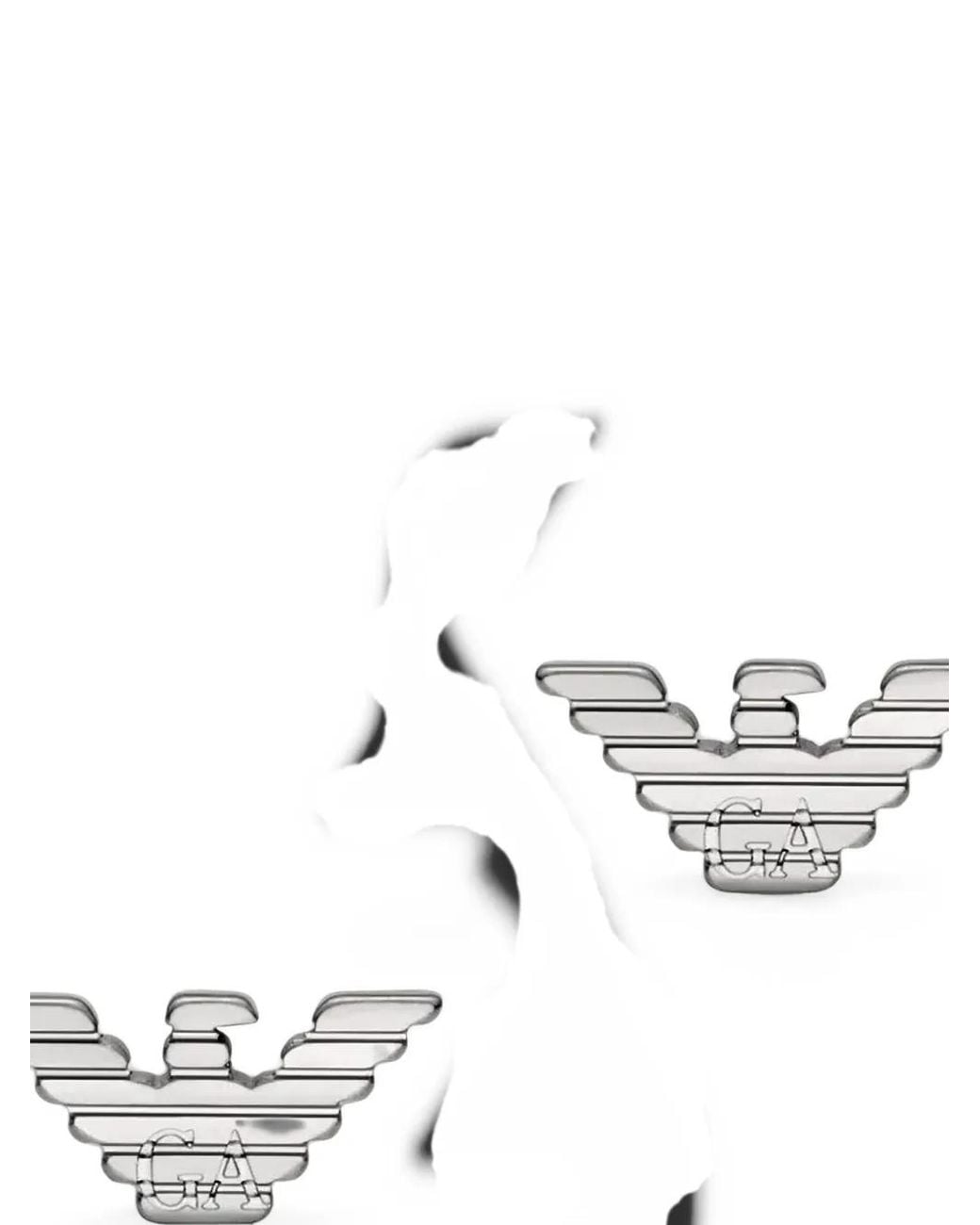 Emporio Armani Brown Eagle-Motif Stud Earrings for men