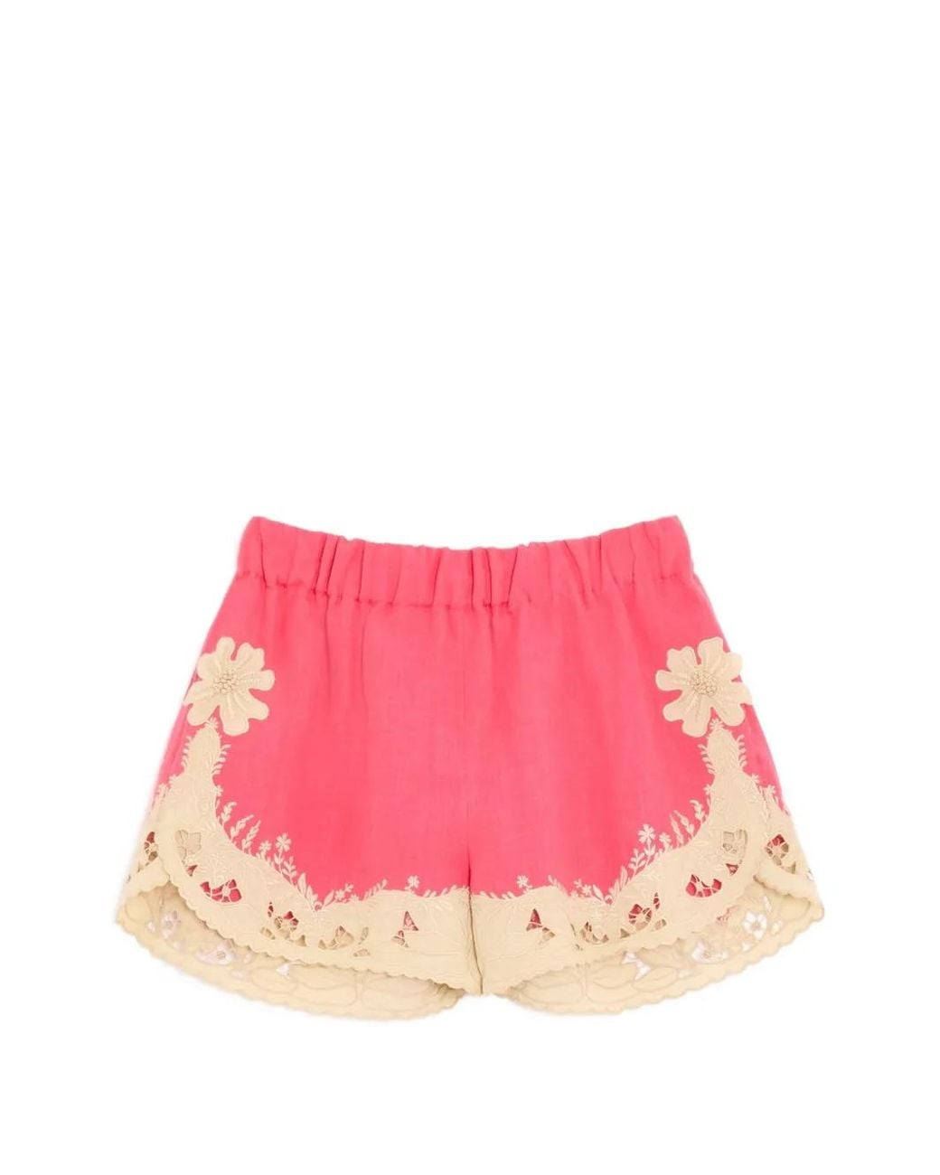 Valentino Garavani Pink Embroidered Couture Linen Shorts