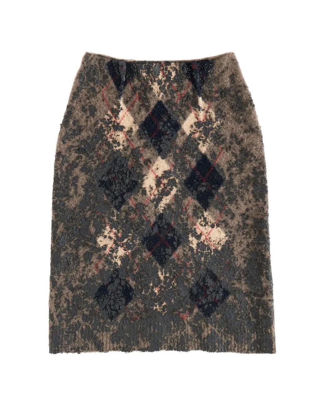 Maison Margiela Gray Overpainted Argyle Knitwear Midi Skirt