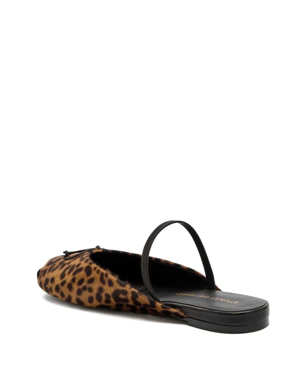 Stuart Weitzman White Bow-Detail Leopard-Print Mules