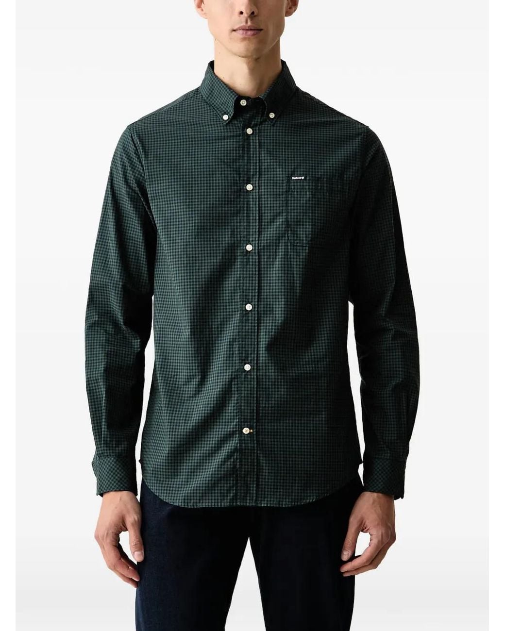 Barbour Green Harbourwall Tailored Long-Sleeved Shirt for men