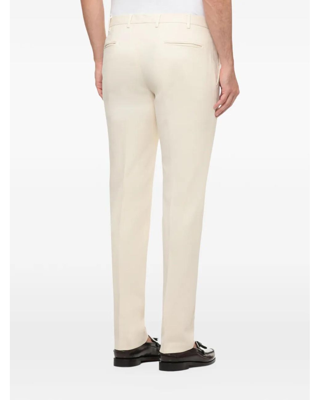 Devore White Belt-Loop Pressed-Crease Trousers for men