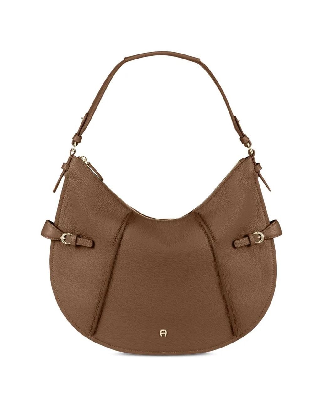 Aigner Brown M Cavallo Buckle-Detail Crescent Shoulder Bag
