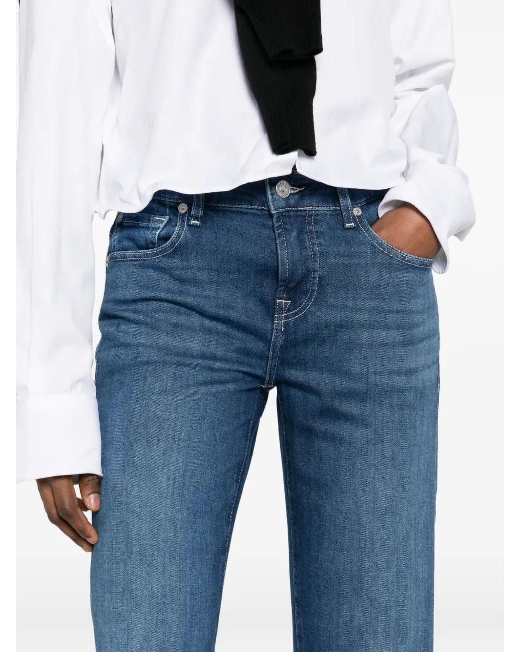7 For All Mankind Blue Five-Pockets Straight Jeans