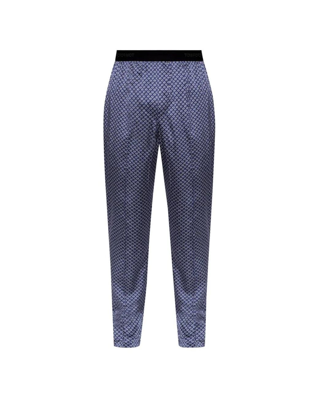 Tom Ford Blue Geometric-Print Silk-Blend Pajamas for men