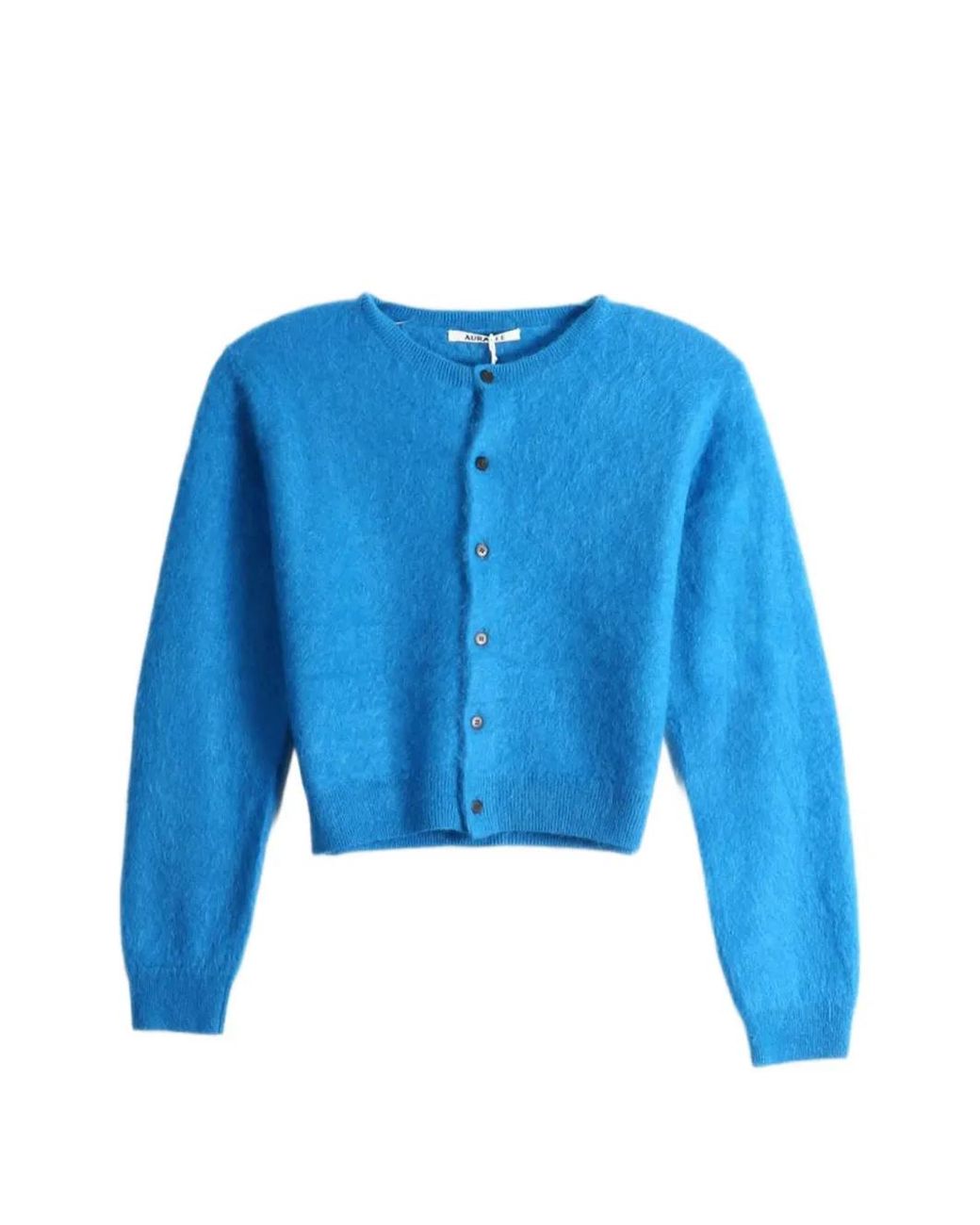 Auralee Blue Garment-Dyed Cardigan
