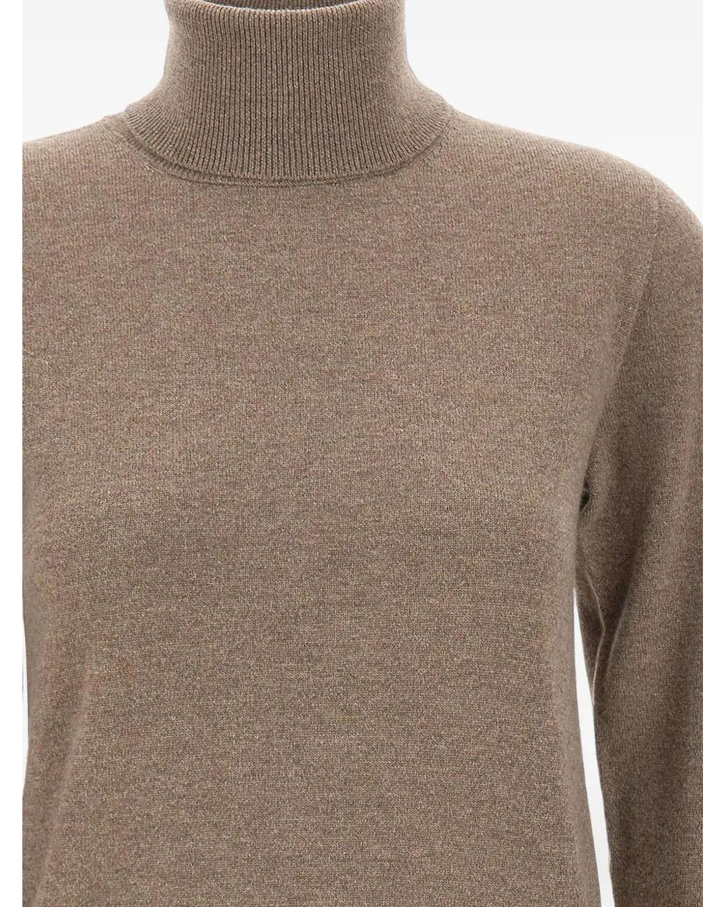 Kangra Brown Ribbed-Trim Turtleneck Sweater
