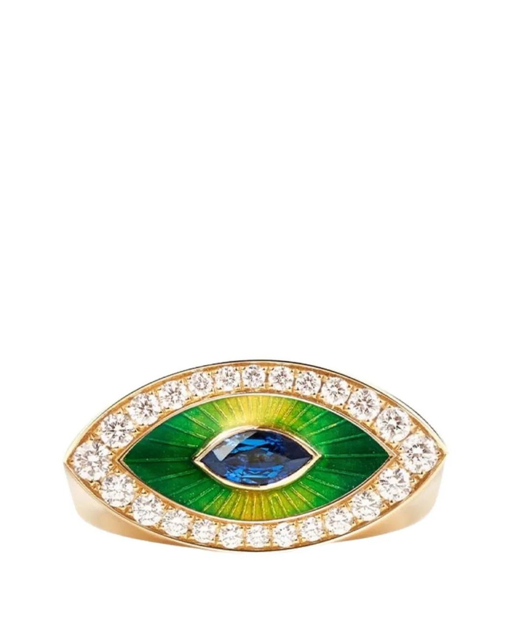 Marie Lichtenberg Green Evil Eye Metric Diamond Ring