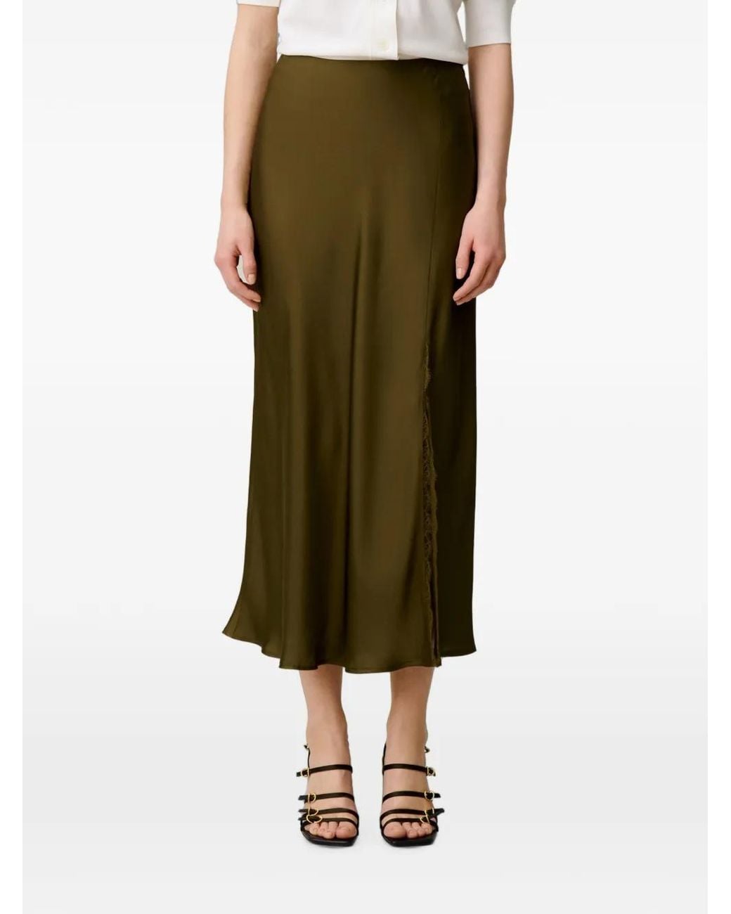 Claudie Pierlot Green Satin Lace Skirt