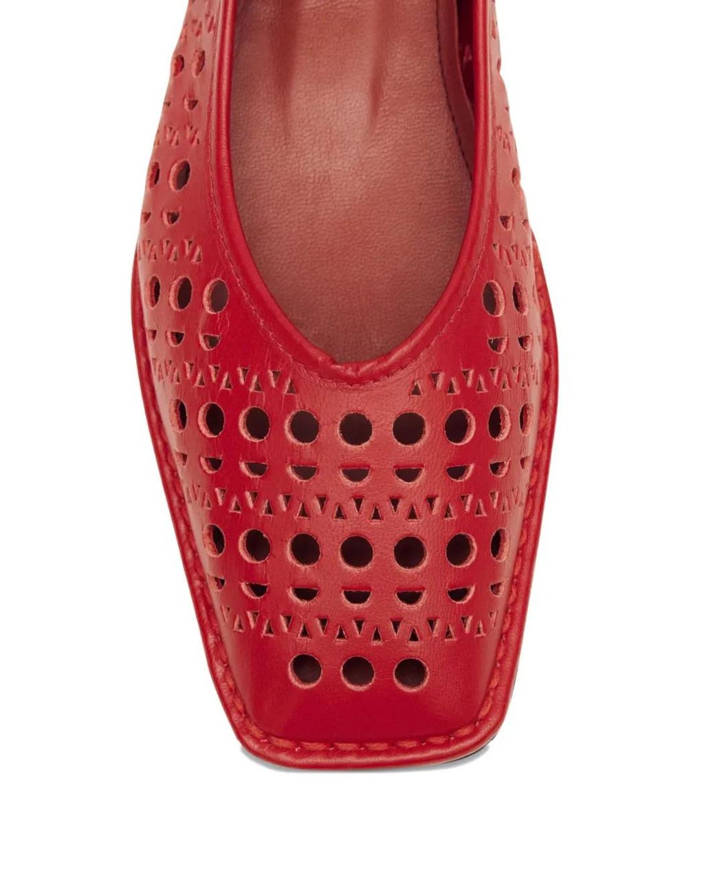 Alohas Red Sway Slit Leather Ballet Flats