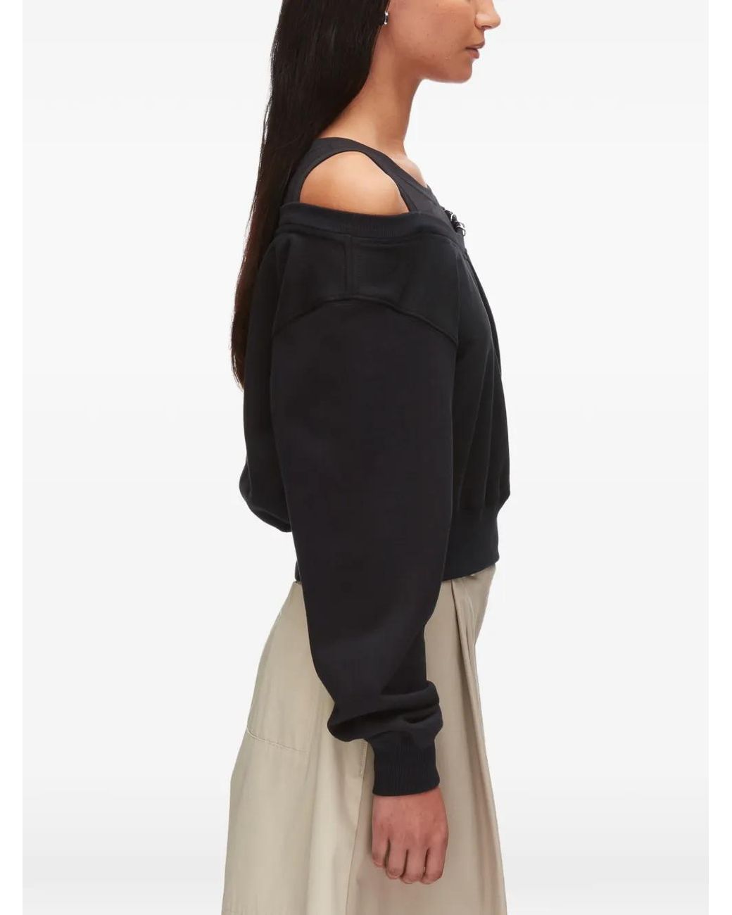 3.1 Phillip Lim Black Cold-Shoulder Safety-Pin Top