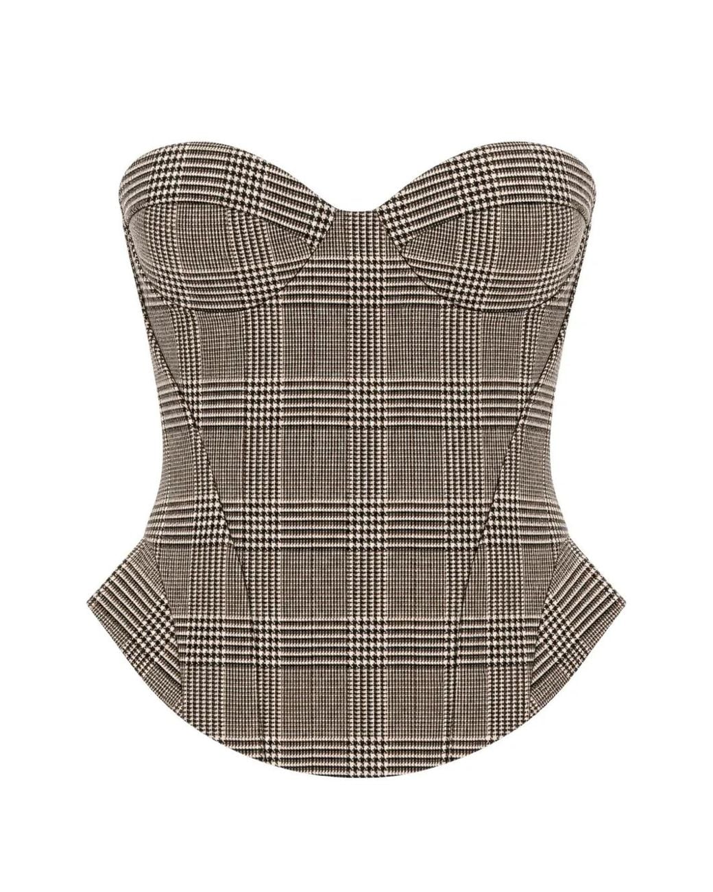 Ermanno Scervino Brown Check Bustier Top