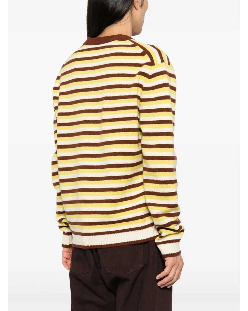 Maison Kitsuné Gray Fox Head Intarsia Striped Jumper for men