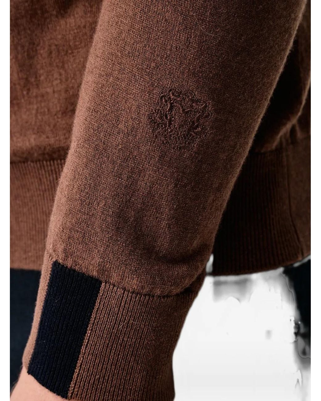 Mos Mosh Brown Adam Quarter-Zip Knitted Sweater for men