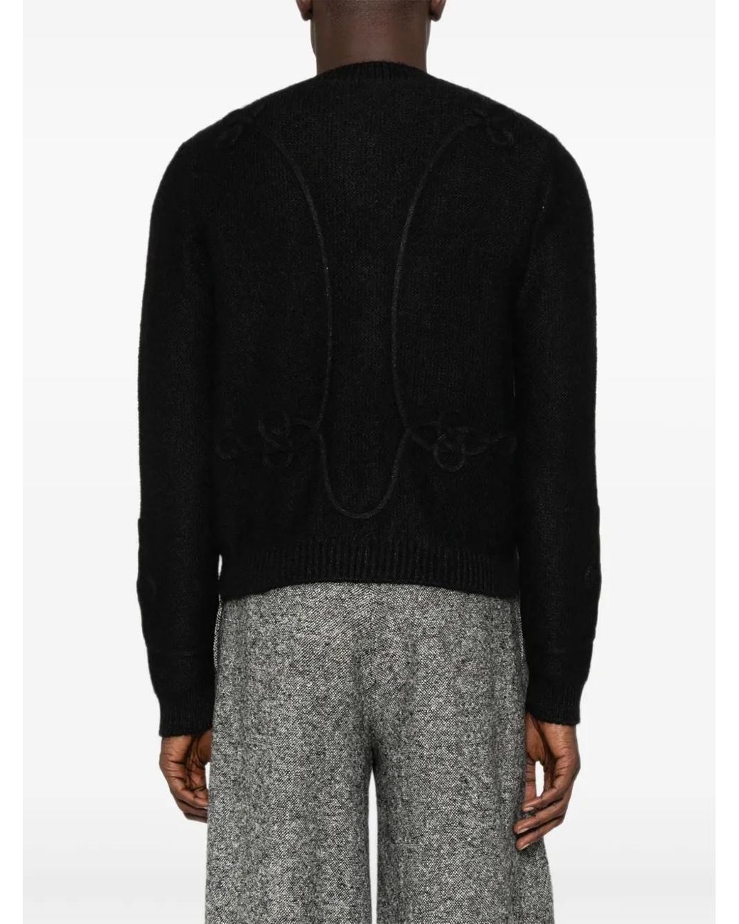 McQueen Black Braided-Detail Button Cardigan for men