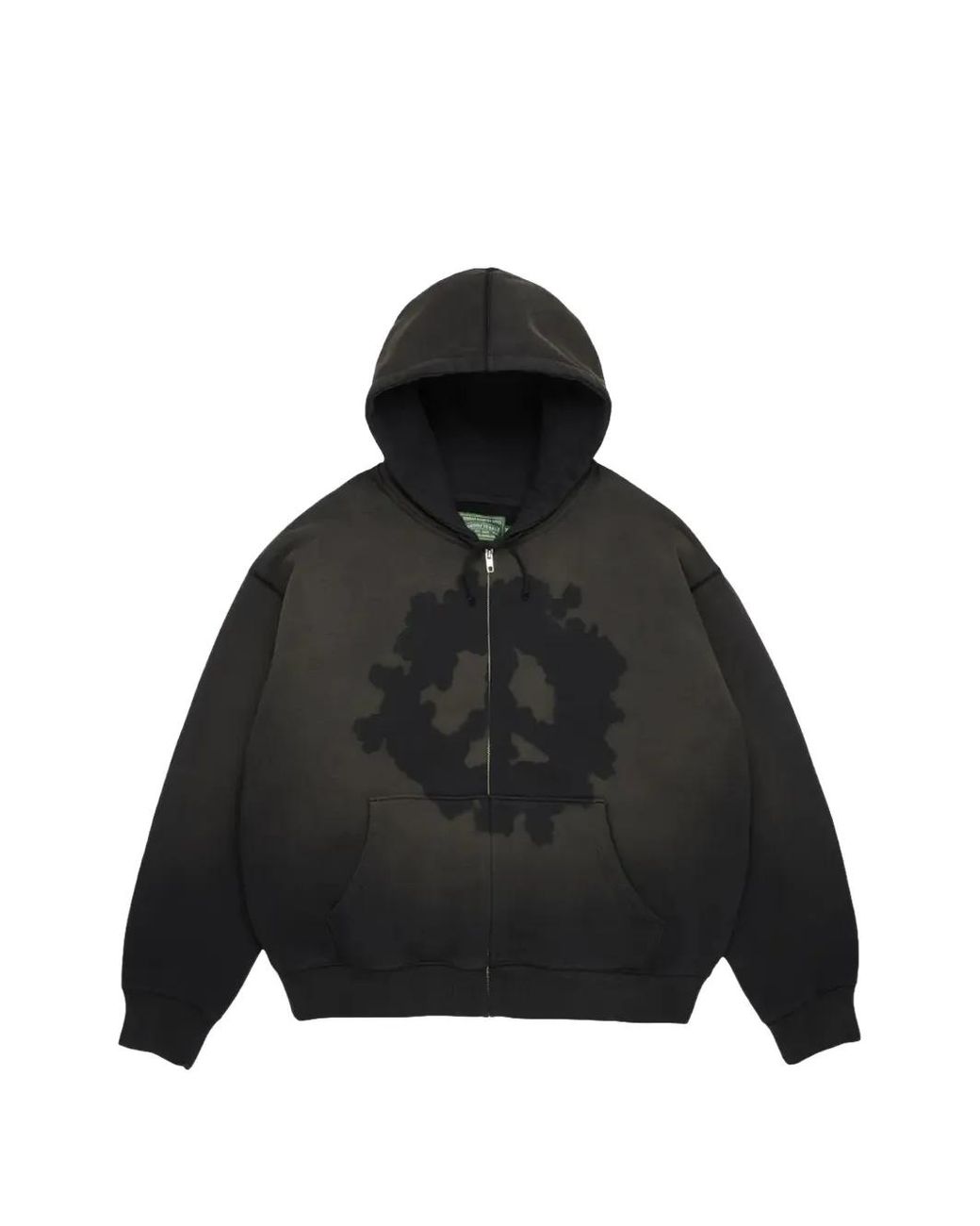 DENIM TEARS Black Peace Wreath Knockout Zip-Up Hoodie for men
