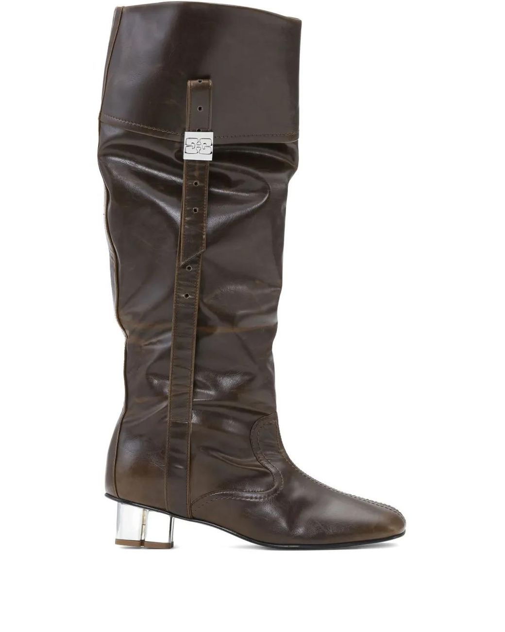 Ganni Brown Dark Knee-High Boots