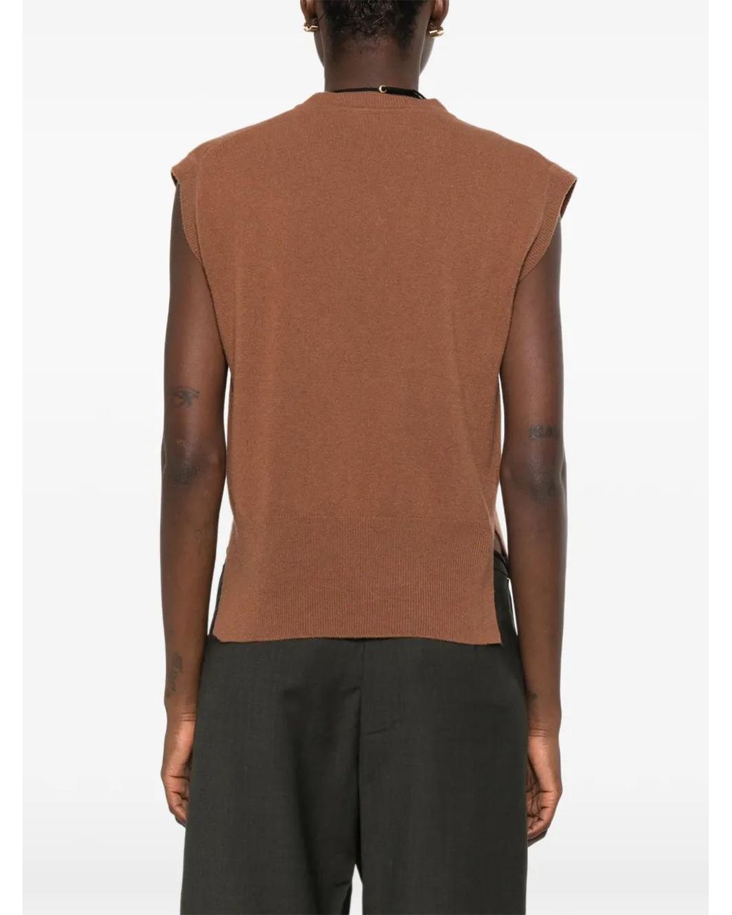 Daniele Fiesoli Brown V-Neck Vest