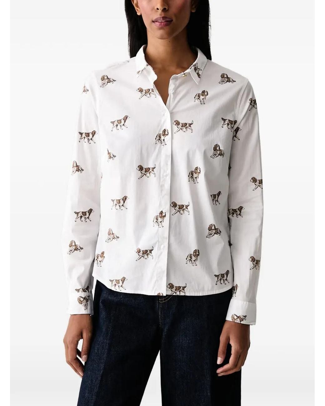 Barbour White Brambles Tailored Long-Sleeved Shirt