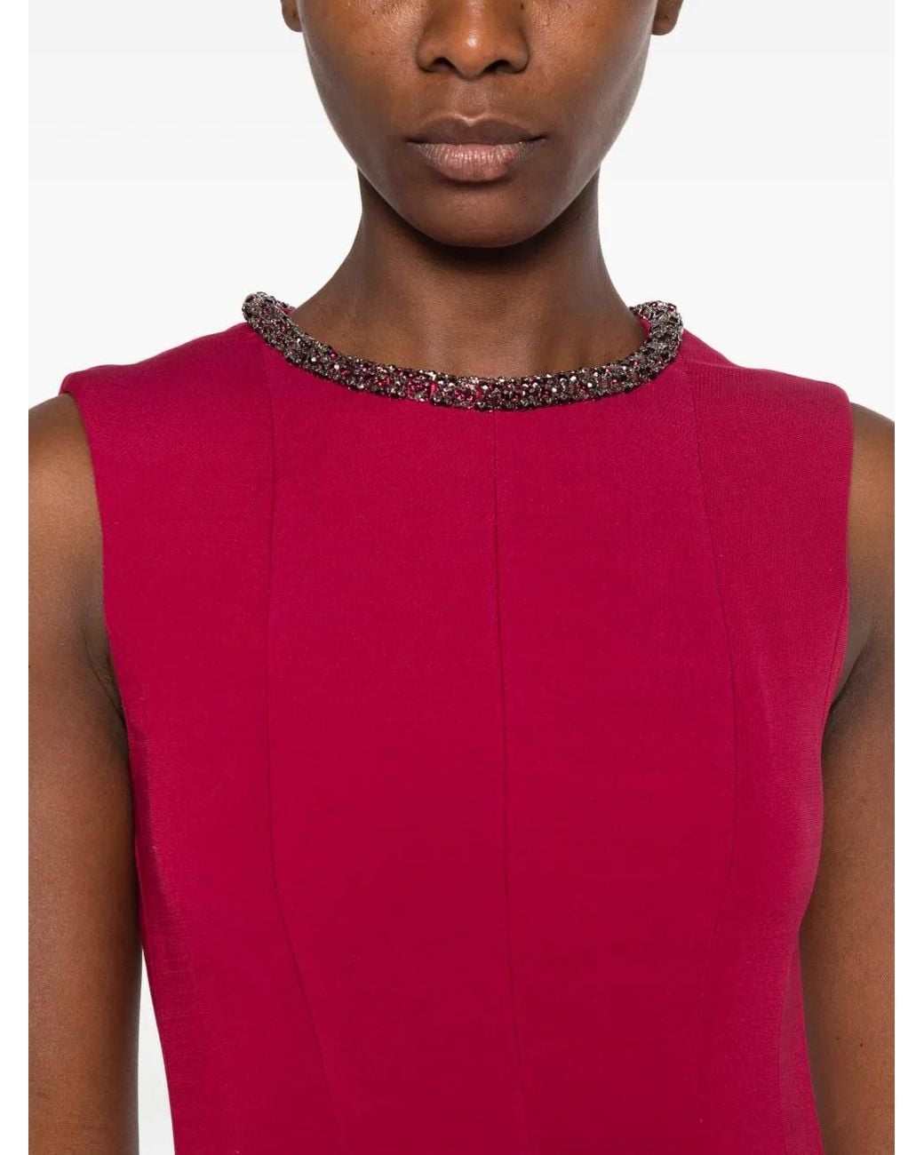 Roland Mouret Crystal-Embellished Flared Midi Dress