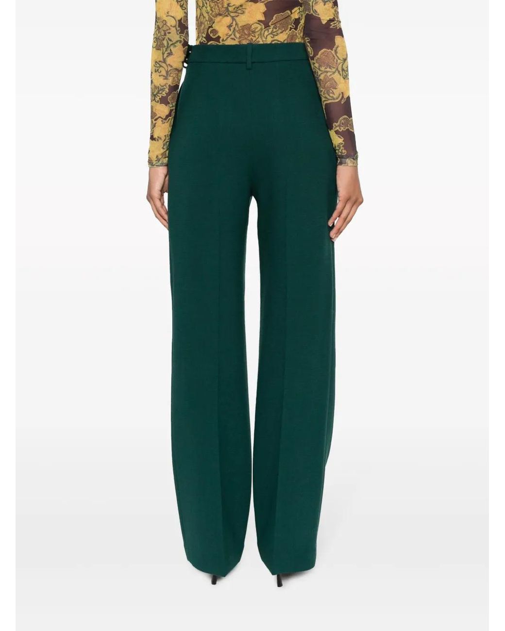 Alexandre Vauthier Green Houndstooth Wide-Leg Trousers