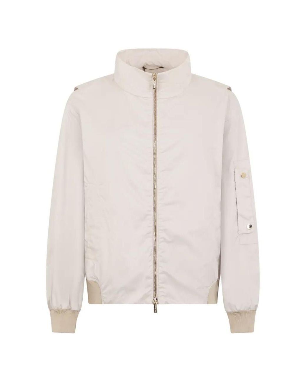 Moorer White High-Neck Bomber Jacket